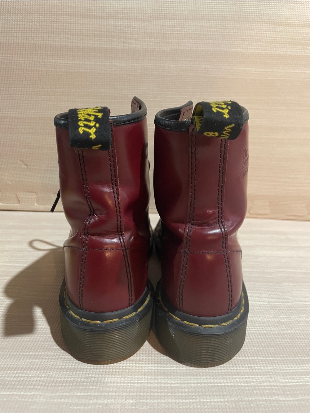 Vintage Dr. Martens 1460 Cherry Red Leather 8-Eye Lace-Up Boots - Picture 6 of 8